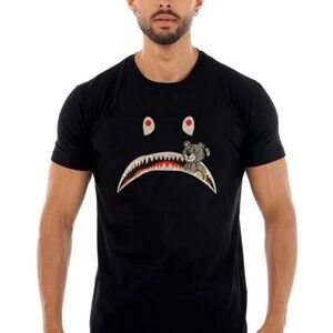 Avenue George V Paris T-Shirt Black rhinestone Teddy Bear Men’s Short sleeve